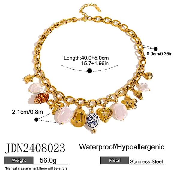 Stainless Steel Vintage Charm Necklace Gold Plated Choker Multi-charm Se… - Picture 8 of 13